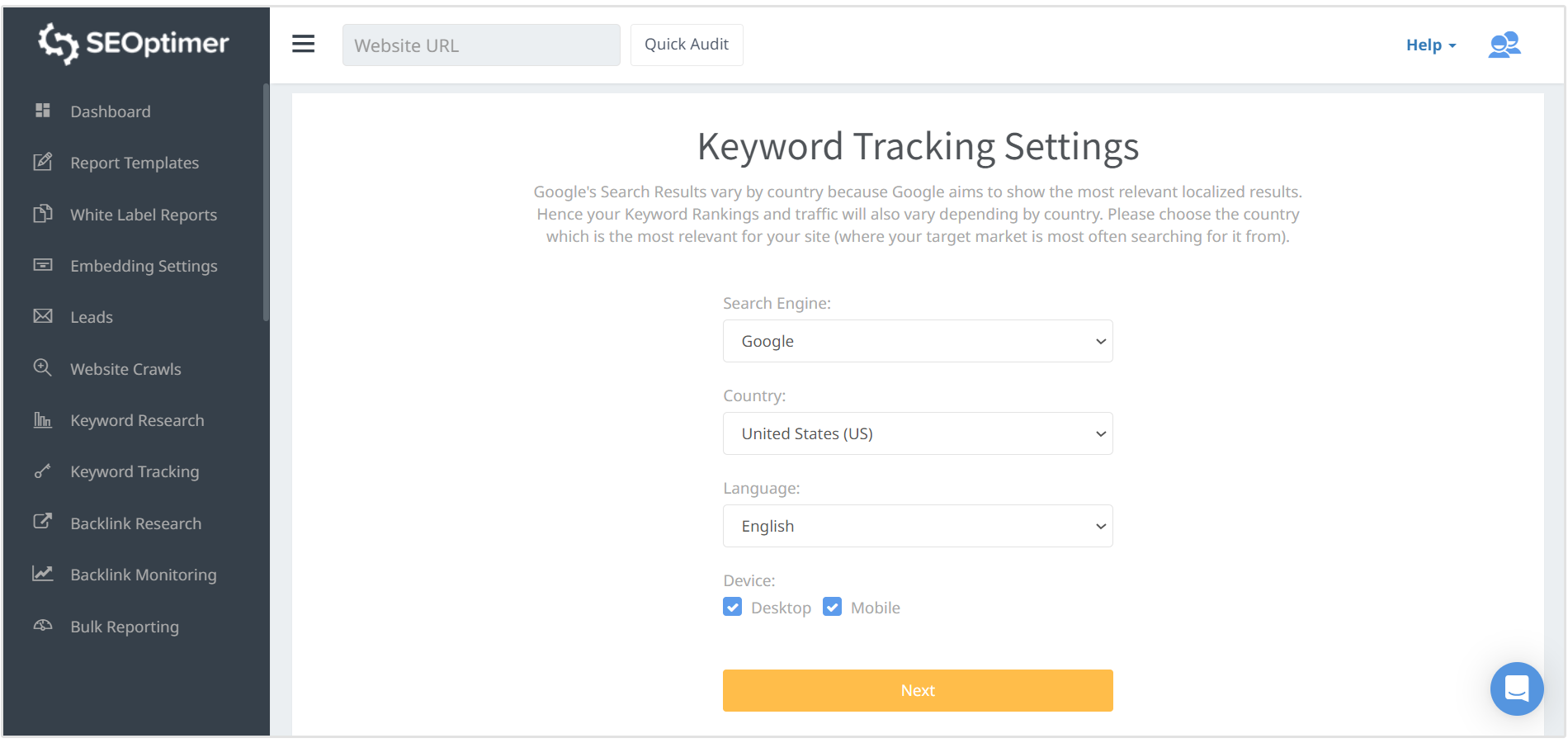 traccia le posizioni delle parole chiave su Bing, Google e mobile